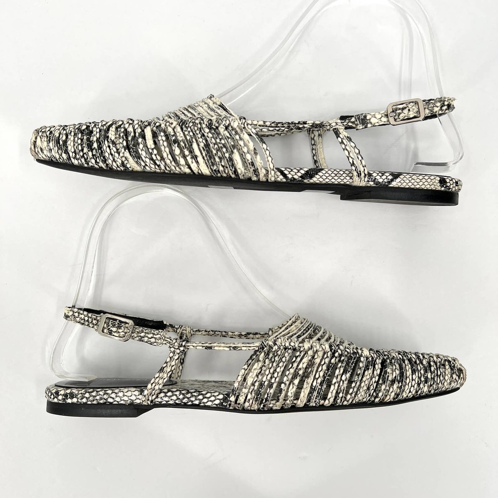 JEFFREY CAMPBELL Shoes Women 7.5 Black Snake Myron Slingback Flat Pointy Leather - Picture 4 of 10
